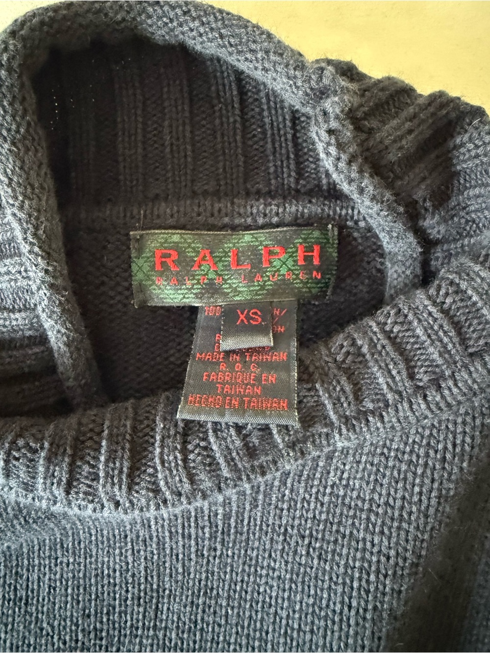 Vintage Ralph Lauren Navy mock turtleneck Sweater // XS // 100% cotton // Y2K - Picture 9 of 10